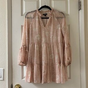 Express Blush Floral Long Sleeve Dress